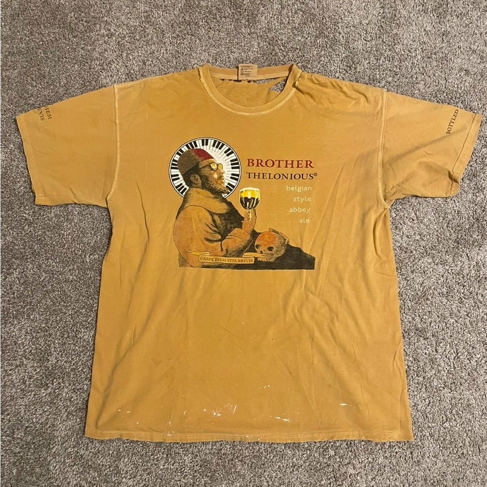 Vintage tee- Brother Thelonious Belgian abbey ale men’s size XL yellow